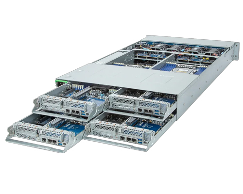 Servidor de render NC4 Dual de alta densidad con 8 procesadores.